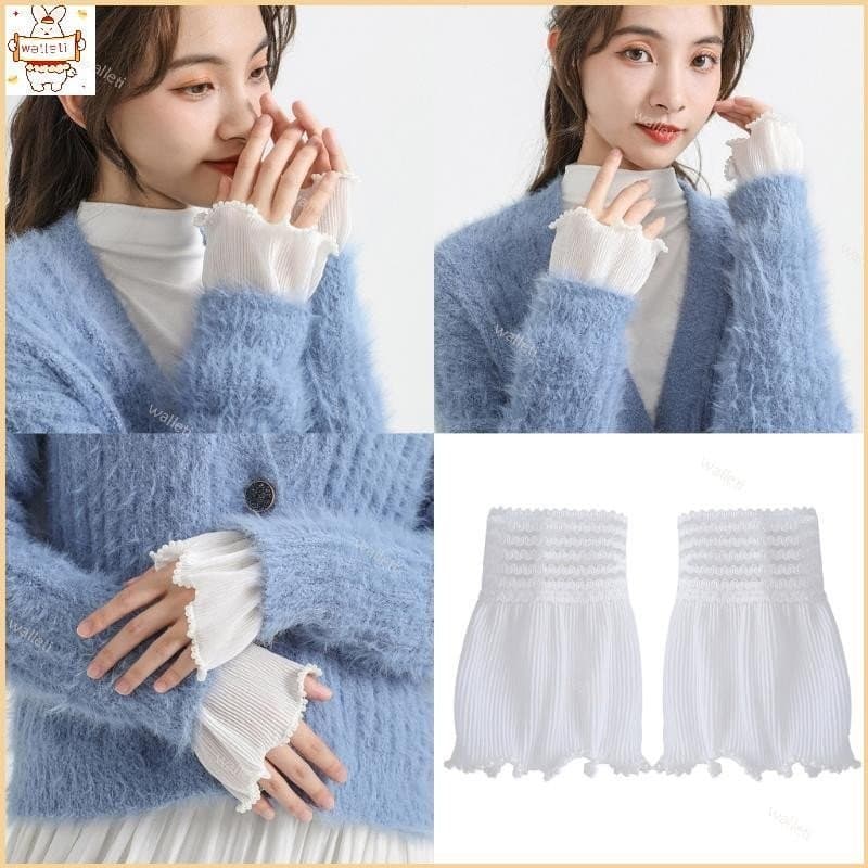 Mangas Falsas Renda Babado Design Decorativas Punhos Pulso Elásticos Capa Braço Para Suéter Rou