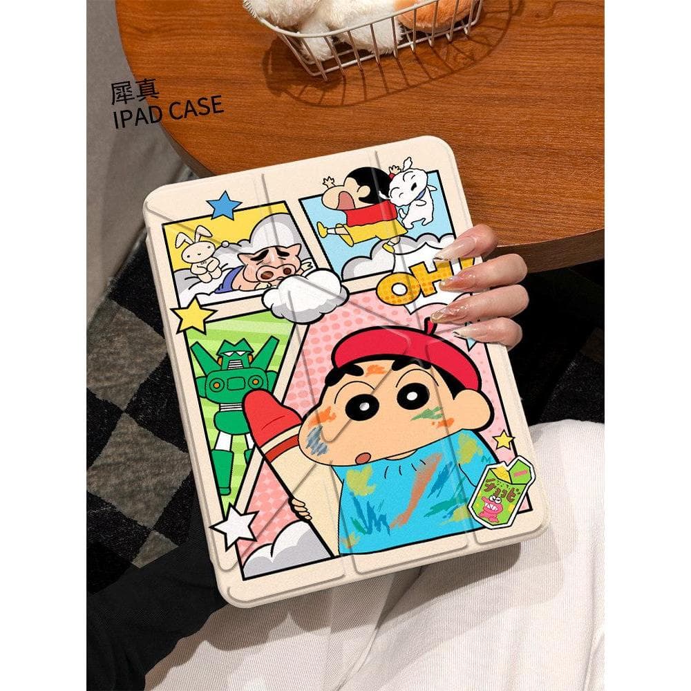 Novidade para 2026 Adequado para ipad11 Capa protetora 2025 Crayon Shin-Chan air6 Tablet Case mini6/7 Tri-Fold Y-Type 20