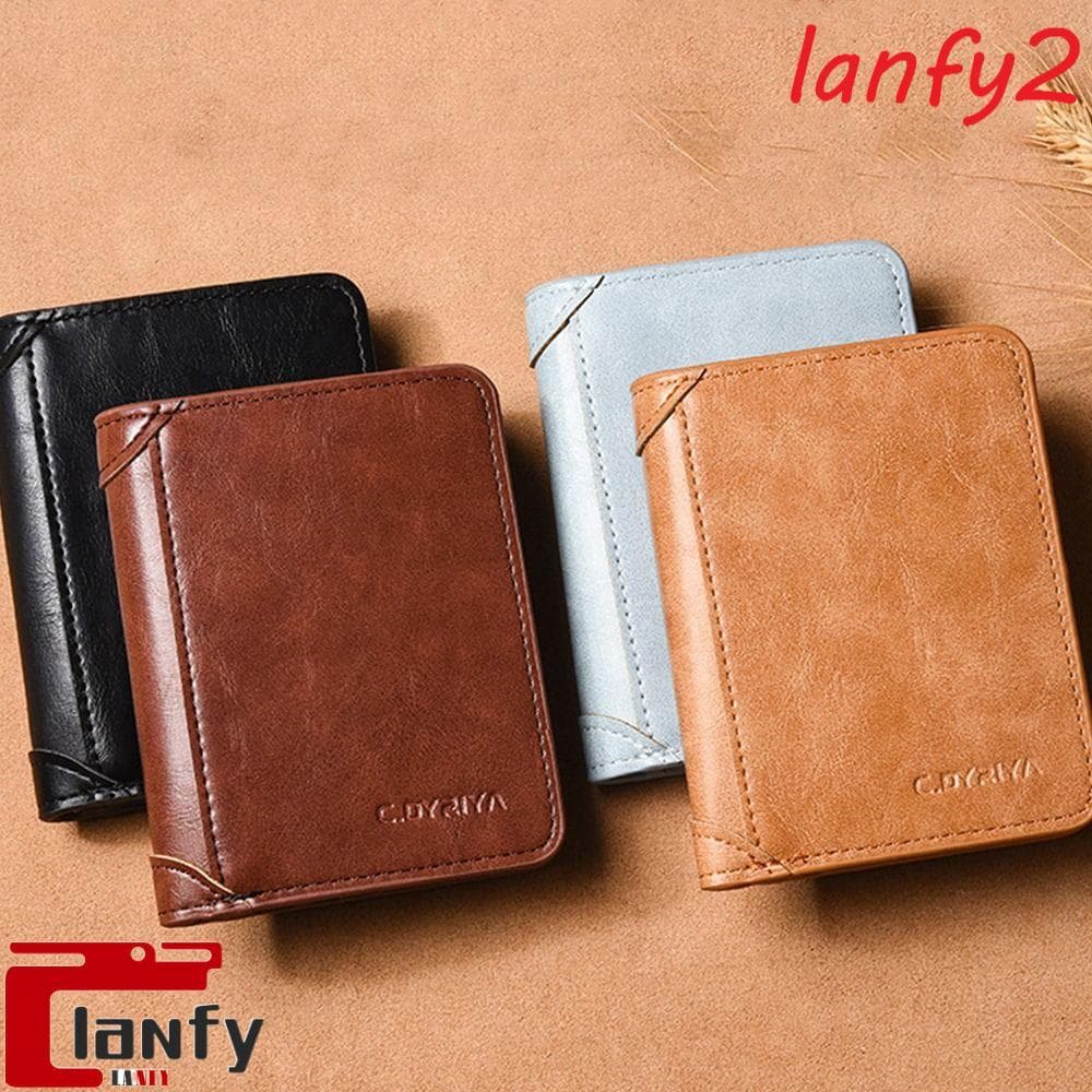 LANFY Carteira Masculina PU , Bolsa Dobrada De Grande Capacidade De Mão Comercial , Porta-Cartão De Identificação De Mar