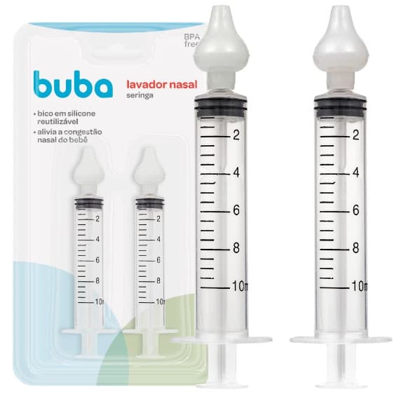 Lavador Nasal Seringa Com Ponta Em Silicone 2 Unidades Buba