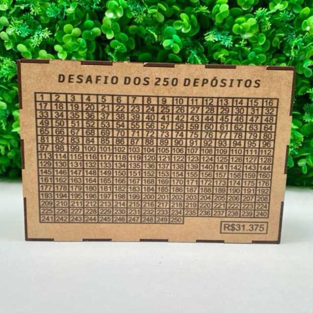 CAIXA COFRE DESAFIO PARA DINHEIRO EM MDF 250 DEPOSITOS