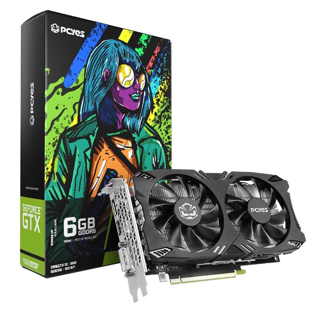 Placa de Vídeo Gpu Gtx 1660 Super Gddr6 6gb 192 Bits Full Size Dual Fan Pvx1660s62f