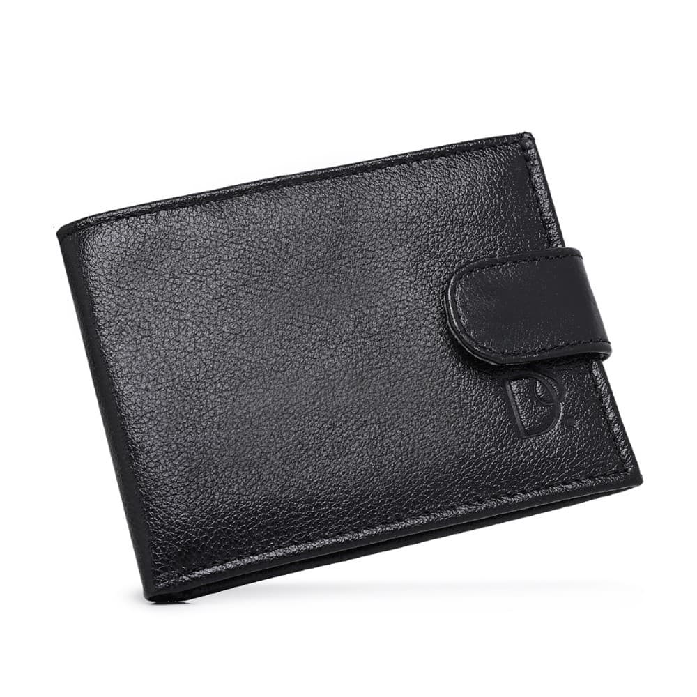 Carteira Masculina Grande Couro Fechamento Botao Pressao Cabe Dinheiro Divisorias Cartoes