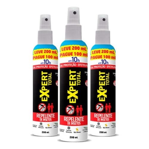 3 Repelentes Expert Total 200ml 10horas Proteção De Insetos Mosquitos Da Dengue