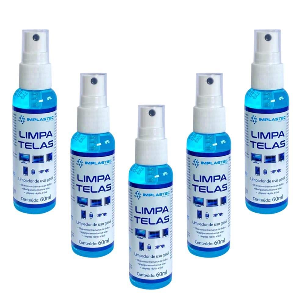 5 Limpadores De Tela Profissional Anti Marcas Implastec 60ml