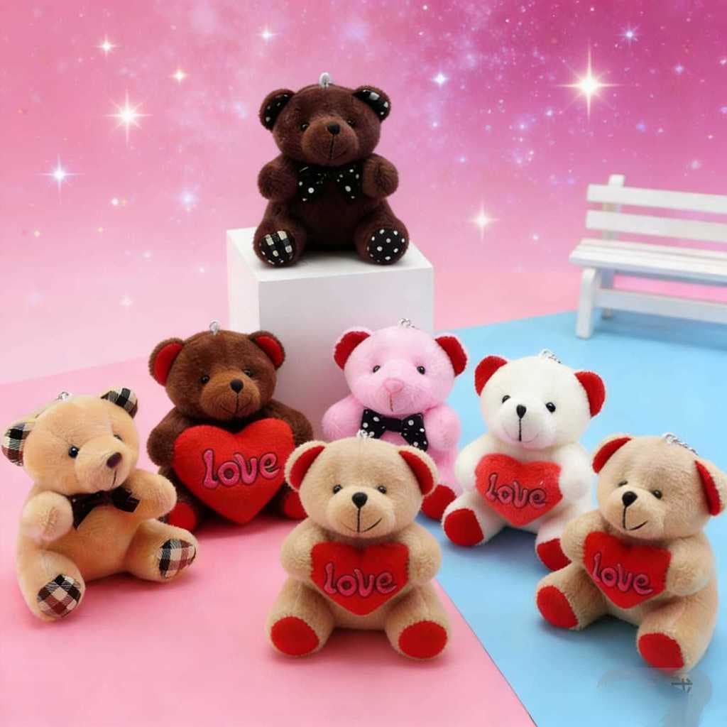 Kit 12 uns Chaveiro Com Pingente De Urso Ttedy De Pelúcia Sentados -SHALALA