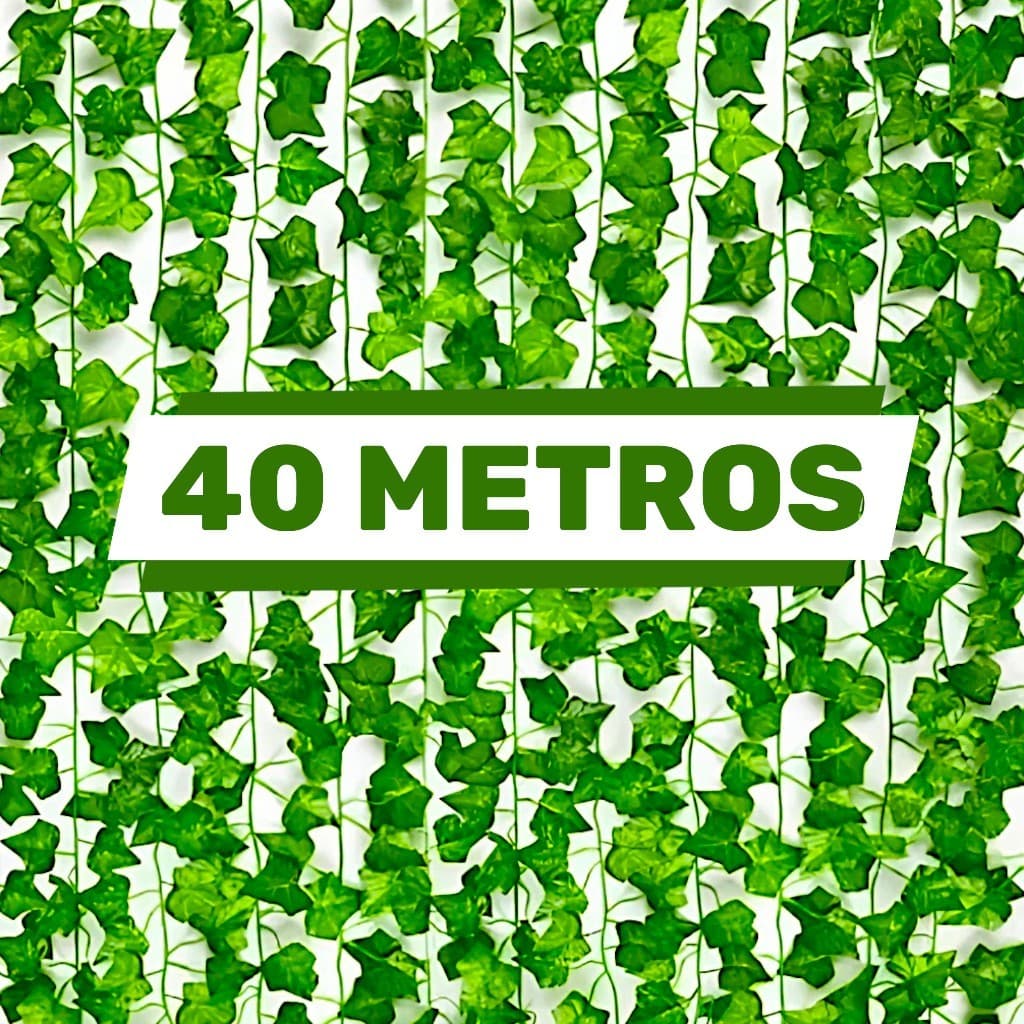 40 Metros de Hera Verde Planta Artificial Trepadeira Ramas Folhagem Pendente realista