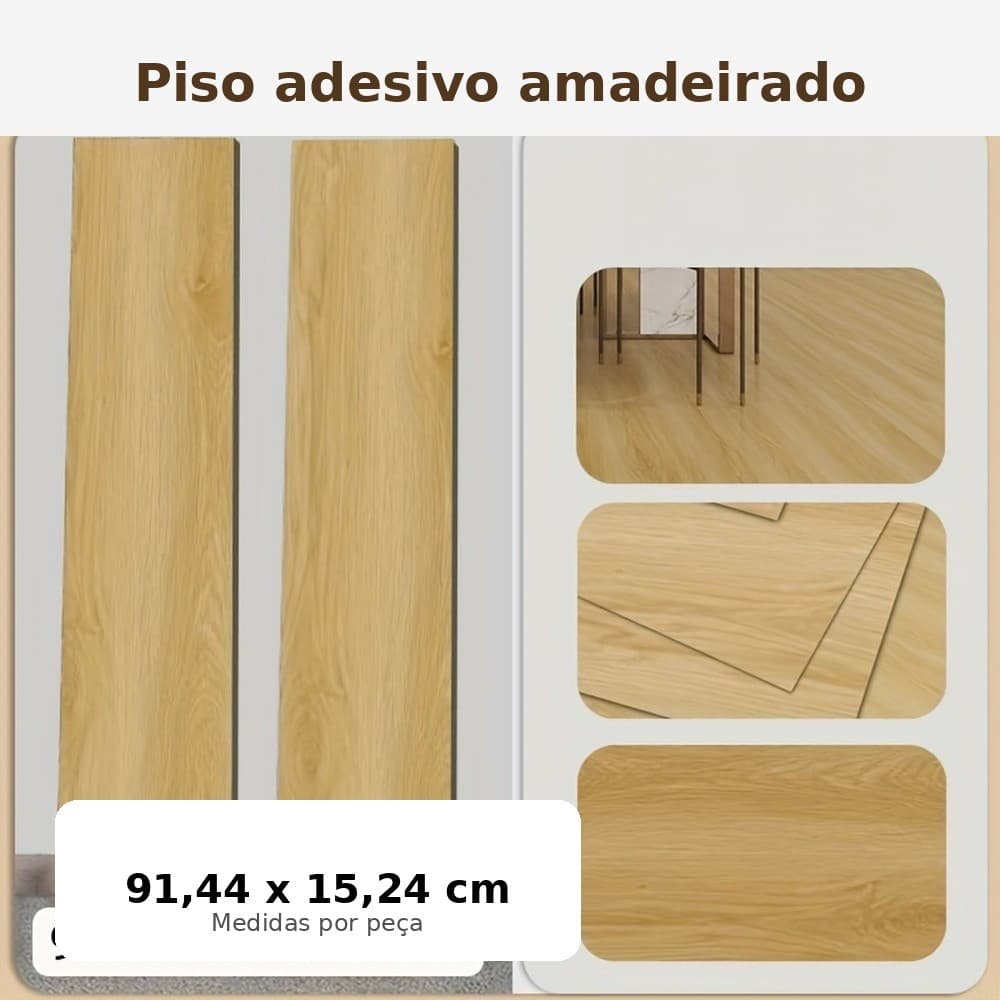 Piso Vinílico Adesivo Madeira 5m² Antiderrapante Lavável Autocolante Moderno Sala Quarto Cozinha