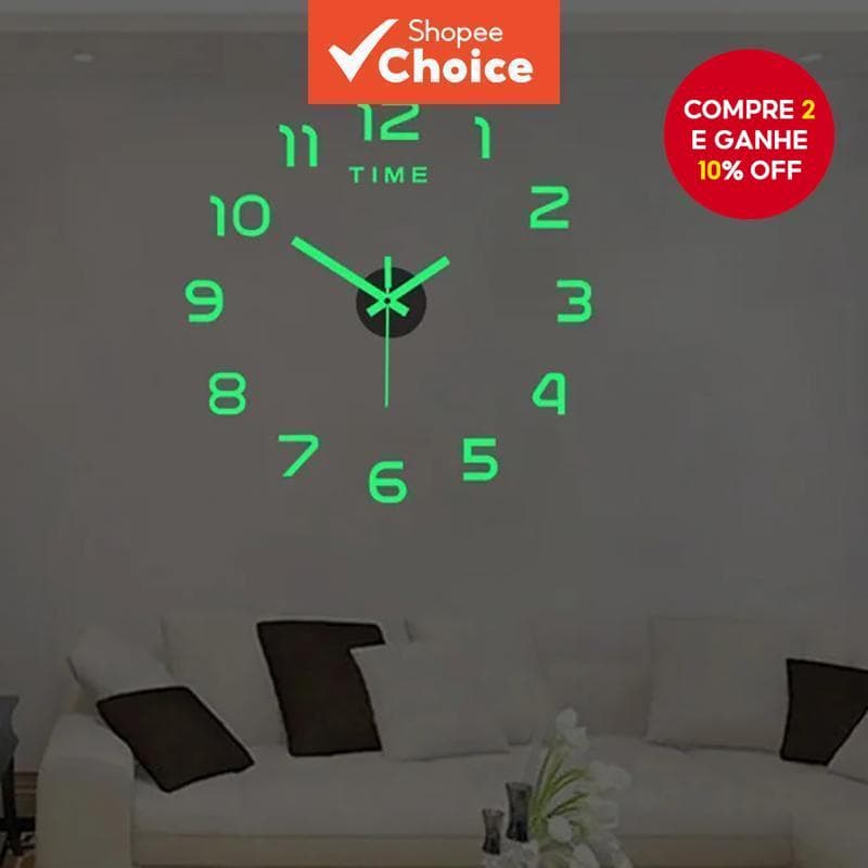 Relógio De Parede Luminoso 3D Adesivo DIY Estéreo Digital Para Decoração De Casa E Férias