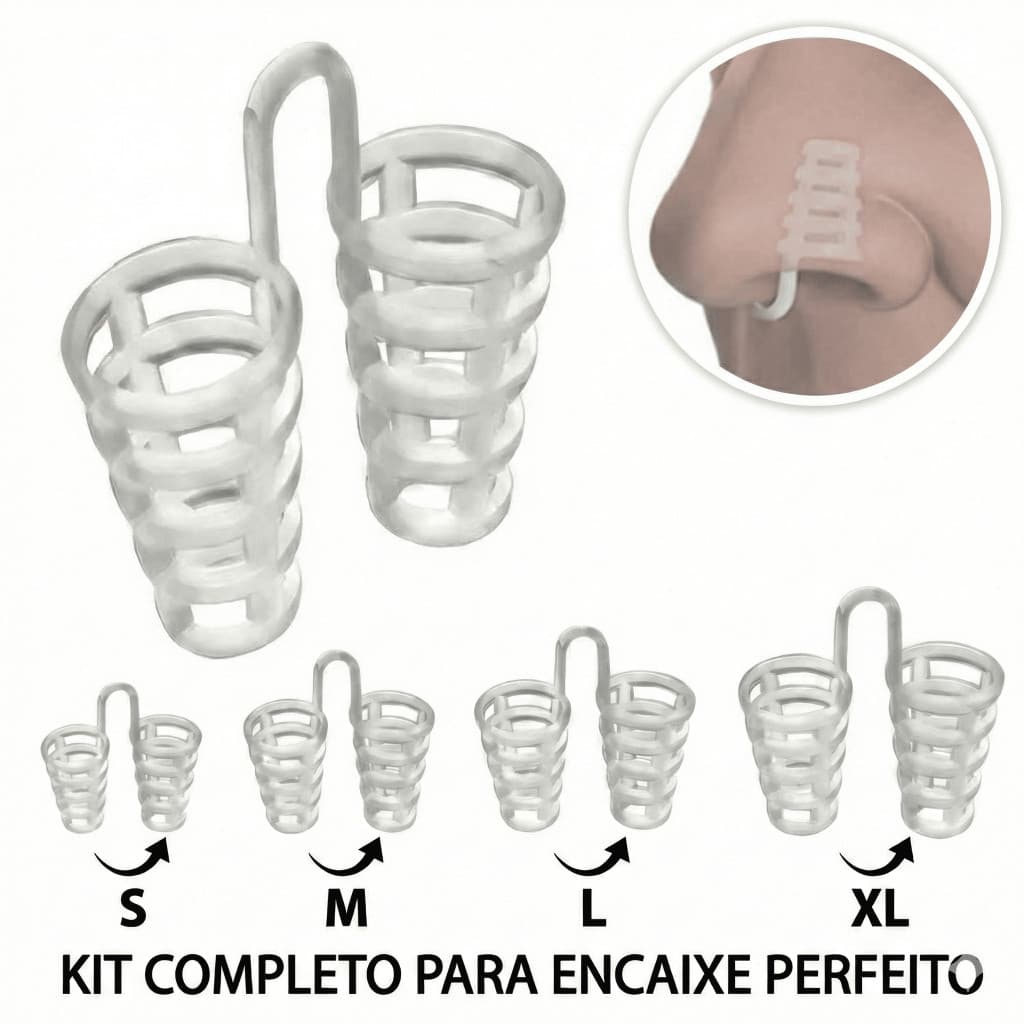 Kit 4 Tamanhos Dilatador Nasal Anti Ronco Expansor Congestão Confortavel Apneia Sono Melhora Respirar