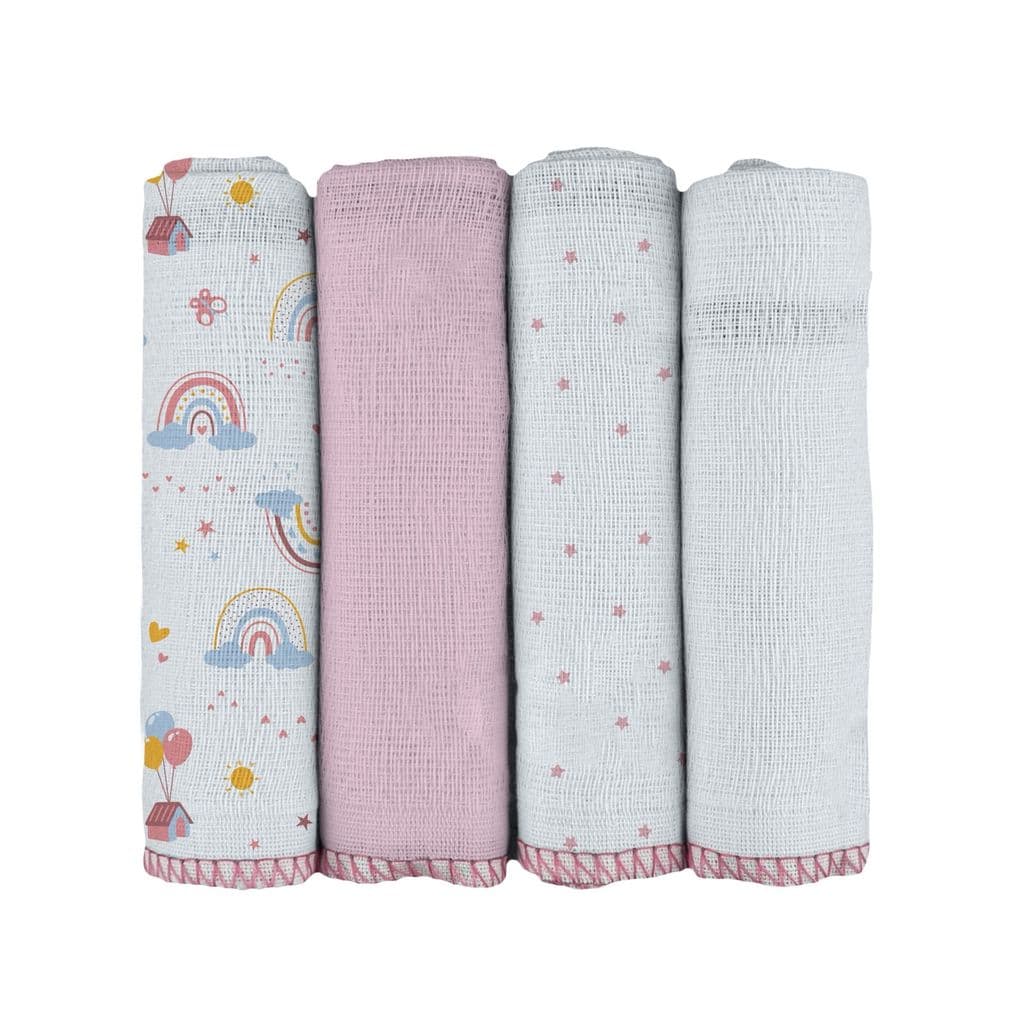 Pano de Boca Bebê 4 unidades Bublim 34x34 cm Luxo