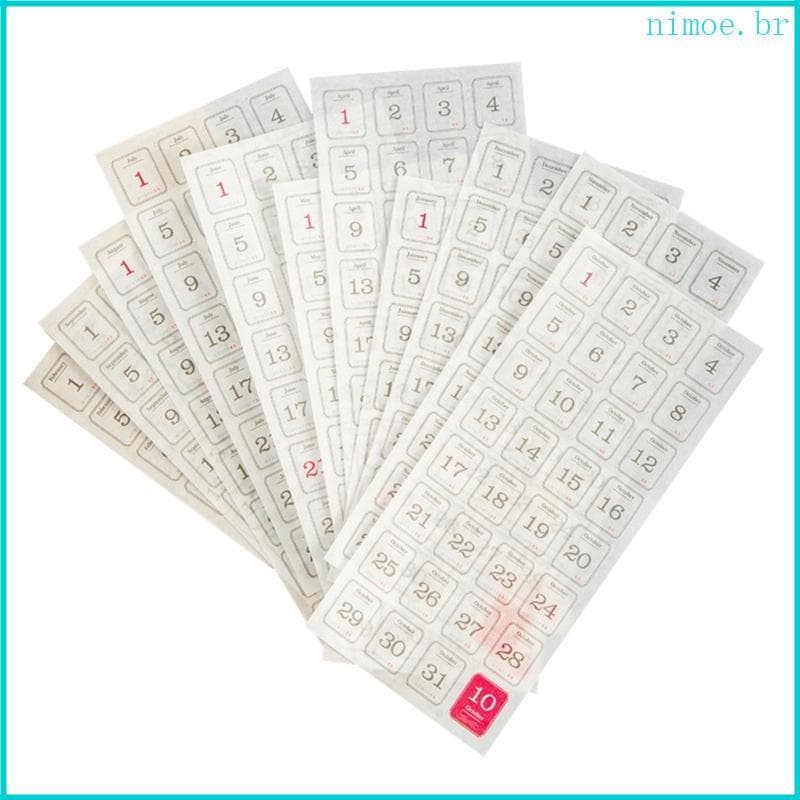 Nim 12 Folhas 365 Adesivos Números Planejador Diário Adesivo Data 12 Meses