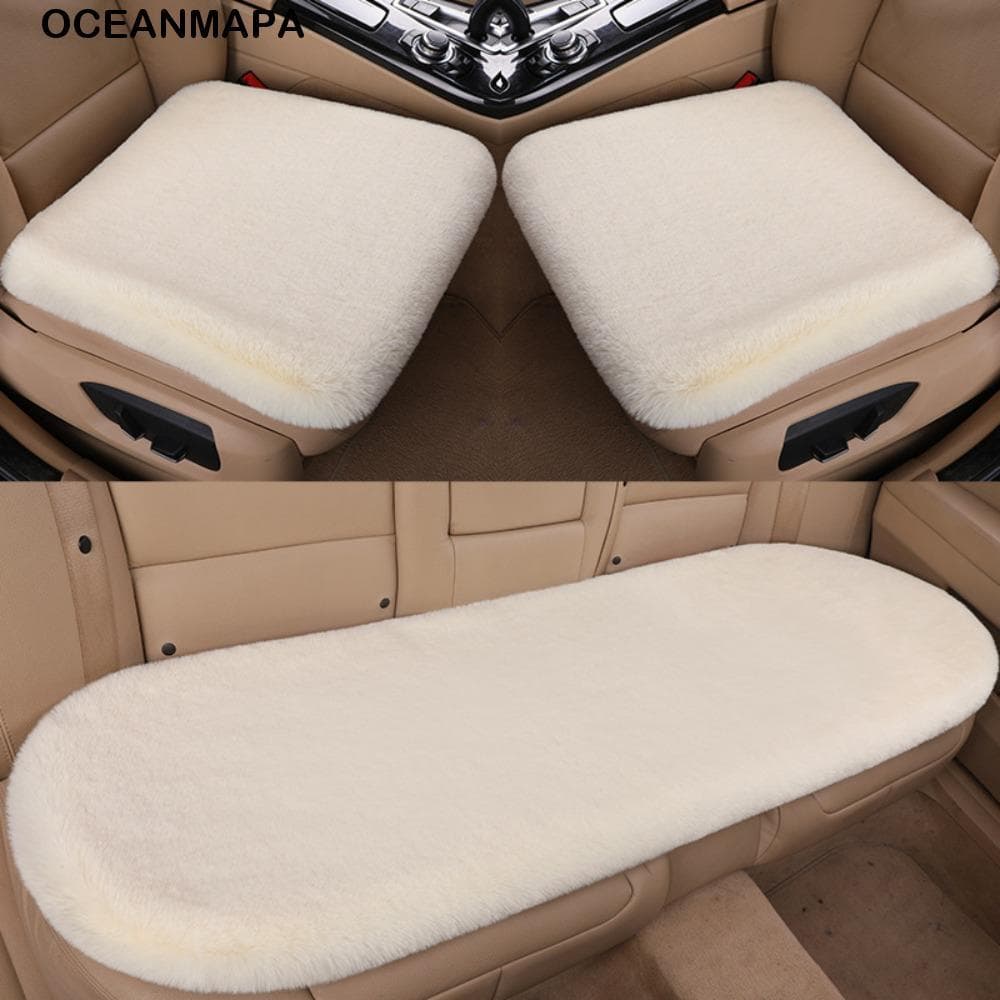 Capa De Assento De Carro De Pelúcia OCEANMAPA , Almofada Quente De Cabelo De Coelho Artificial , Tapete Grosso E Confort