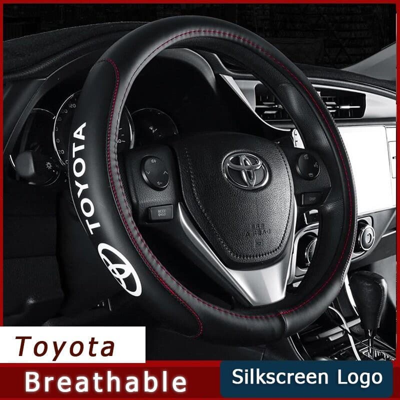 Capa de Volante de Couro Toyota de 38cm para Rush, Wigo, Vios, Innova, Fortuner, Hilux, Wish - Acessórios