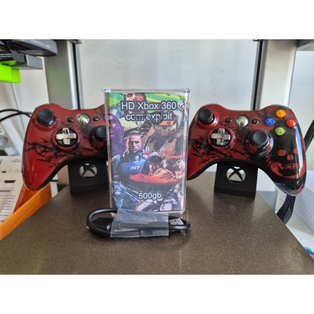 2 suportes de controle + Hd 500 Gb Xploit 50 jogos + 200 Jogos XBLA + 9000 Jogos retrô Para Xbox 360 Bloqueado