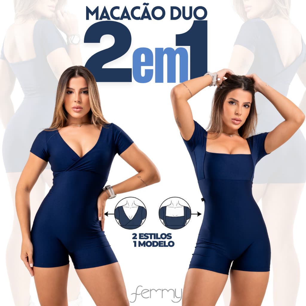 Macacão 2 em 1 DUO  Zero Transparência Fitness Premium Legg Feminino Academia Treino EXCELENTE QUALIDADE