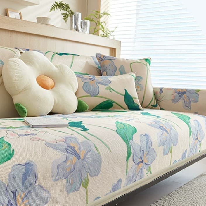 2026 Novo estilo de seda gelada impressa estilo Pastoral almofada de janela saliente almofada de peitoril de janela quat