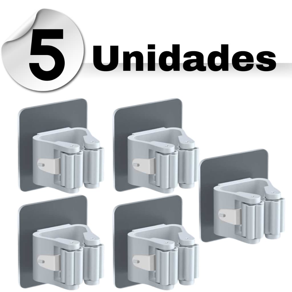 Kit 5 Suportes Adesivo Organizador Vassouras Rodos Suportes Organizadores Sem Furar Parede