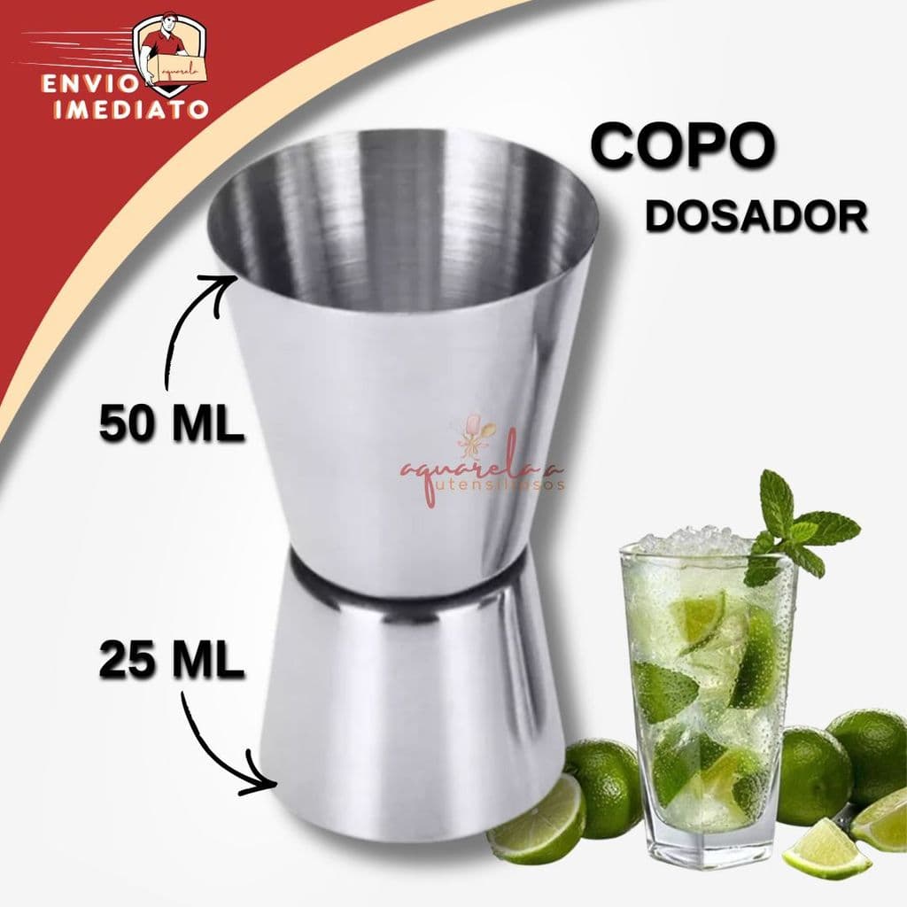 Copo Dosador Medidor De Bebidas Destilados Drinks Duplo Barmen Inox 50/25ml
