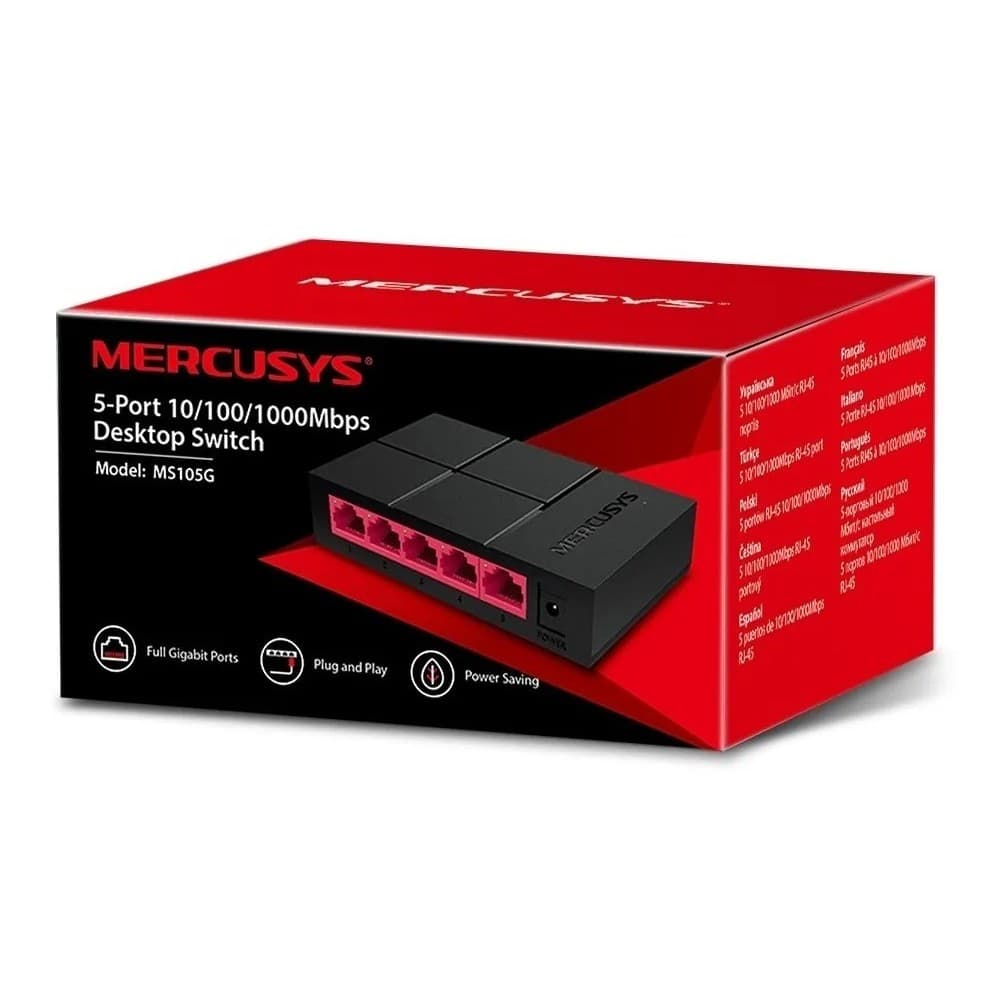 Switch 5pt Gigabit MS105G Gigabit 10/100/1000Mbps Mercusys 