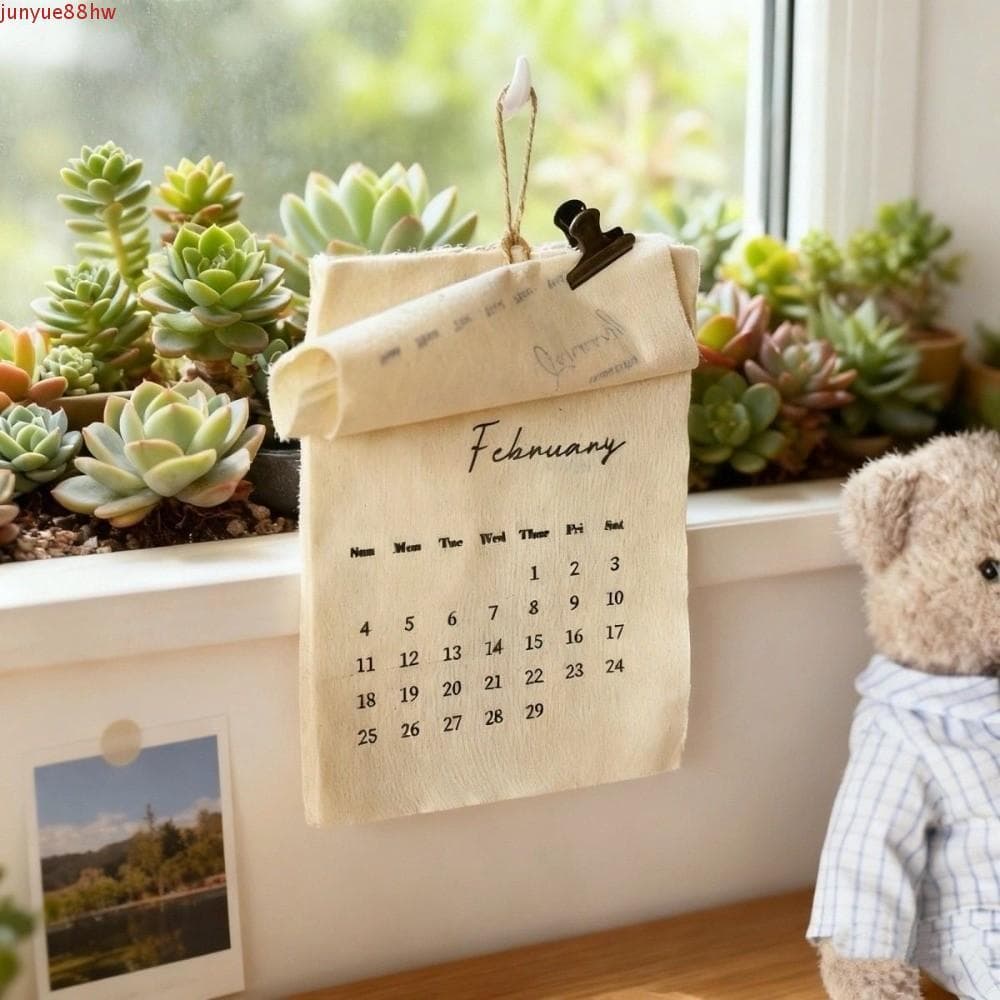 Calendário De Parede De Tecido JUNYUE 2026 , Planejador Têxtil Reutilizável Ecológico De 12 Meses , Decoração Criativa D