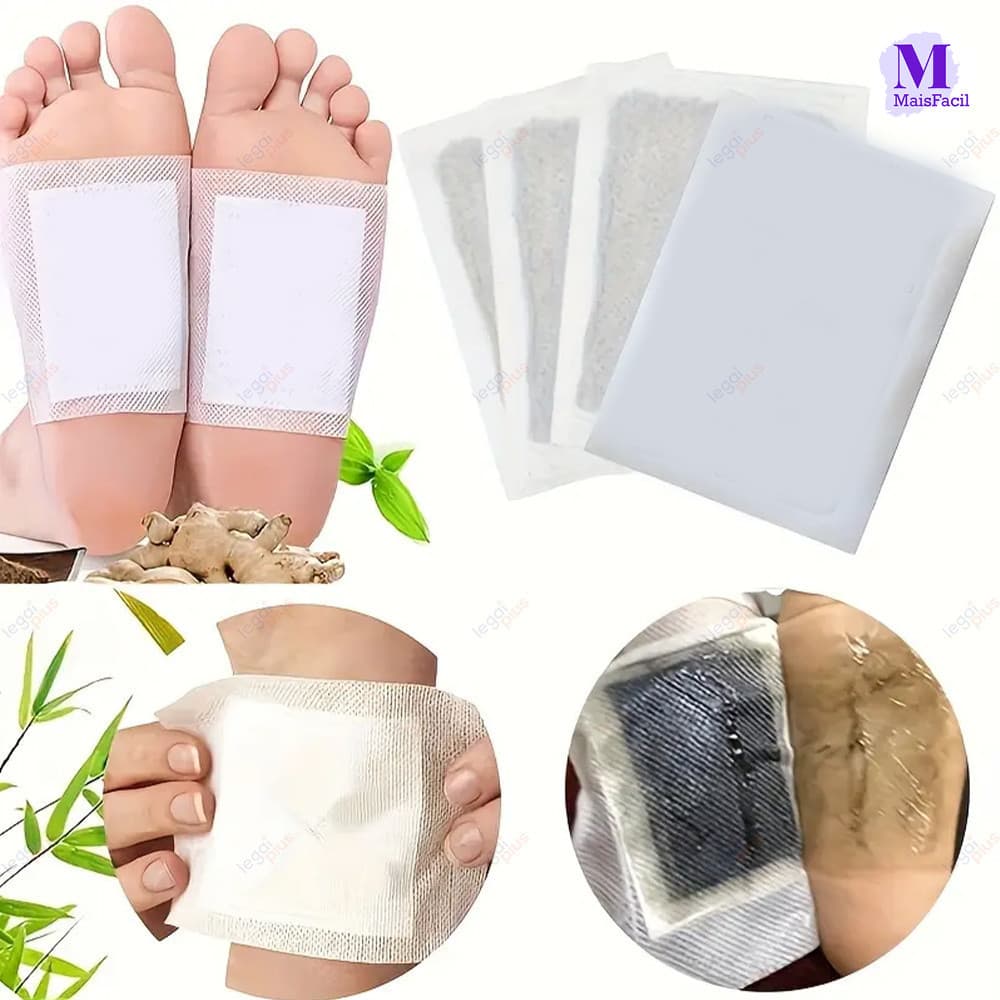 Kit10 Kit20 Kit30 Kit40 Kit50 Adesivo Pés Redutor de Inchaço Remove Toxinas Aquece e Purifica