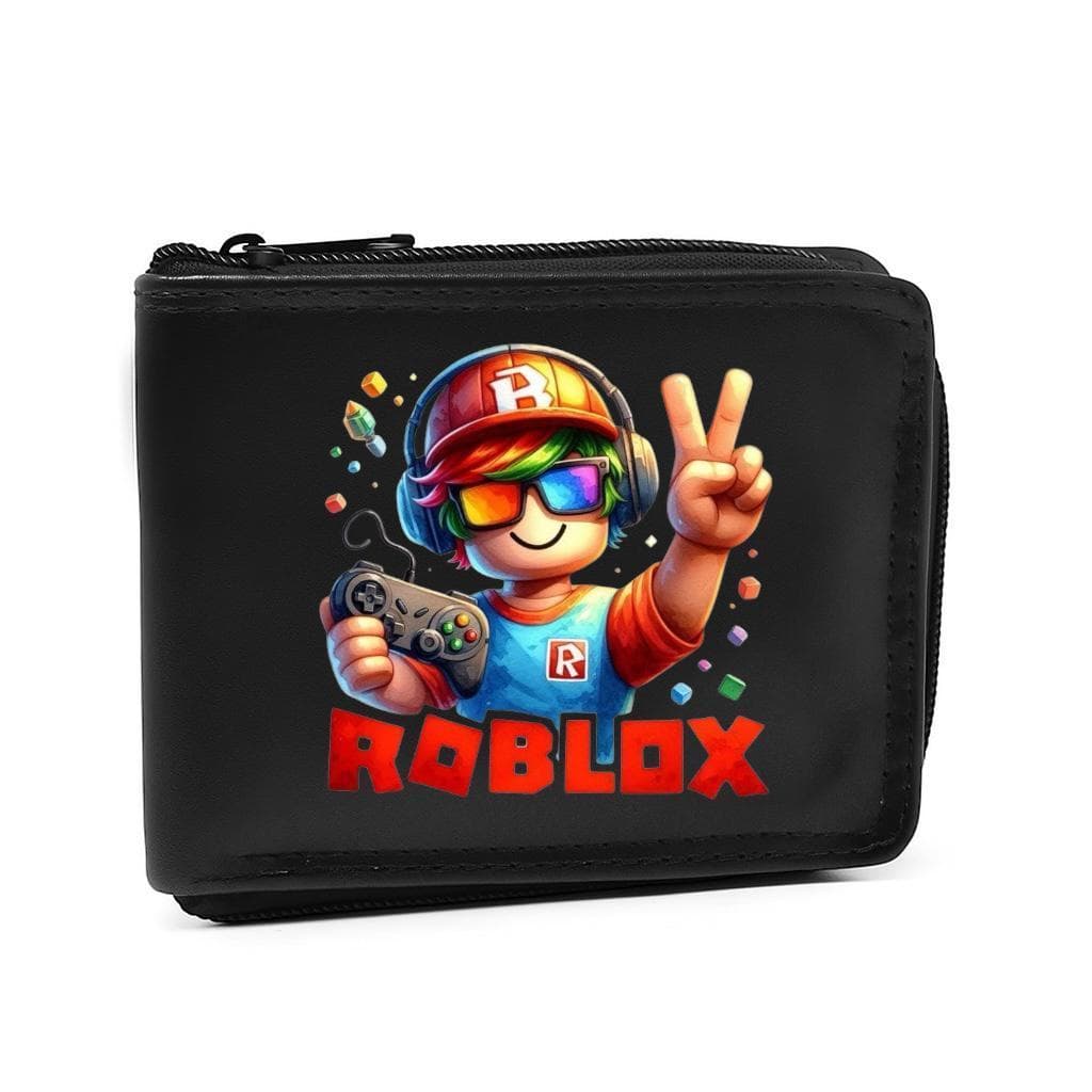 Carteira Infantil Roblox Gamer Preta Com Zíper - ENVIO IMEDIATO