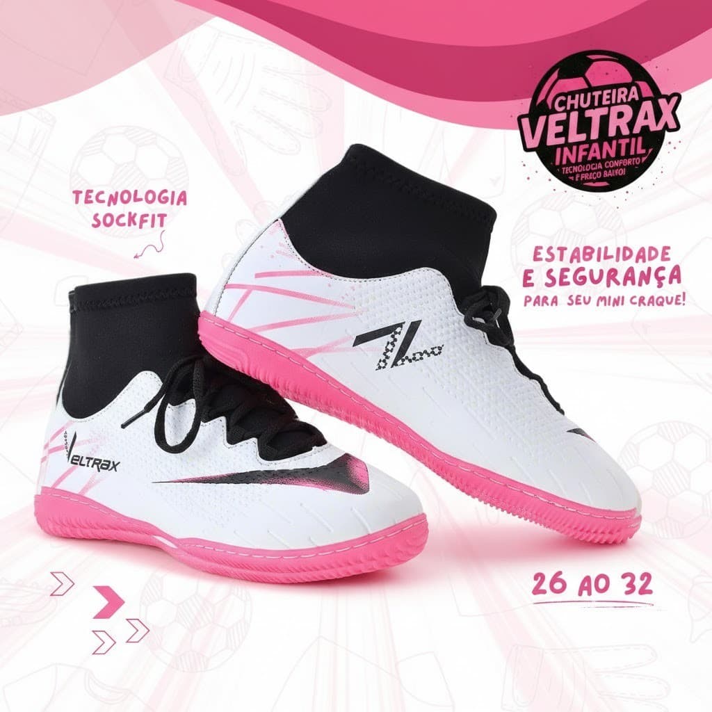 Chuteira Futsal Infantil 26 ao 33 Super Confortável Direto da Fábrica - Várias Cores