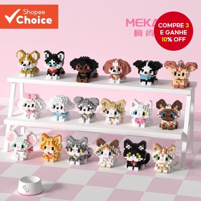 Kit De Blocos De Construção Criativos Meikensm-Conjunto De Enfeites Para Animais De Estimação DIY Com Figuras De , Dormi