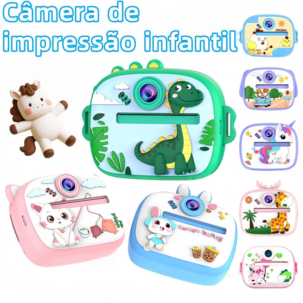 Câmera Infantil Instantânea Mini – Impressão Térmica, Portátil, Câmera Digital para Crianças