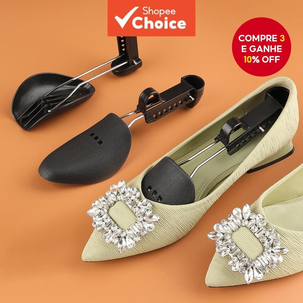  (Preto) (Feminino) Par de Expansores de Sapato Ajustáveis Unissex Modelador Expansor Árvore de Sapato