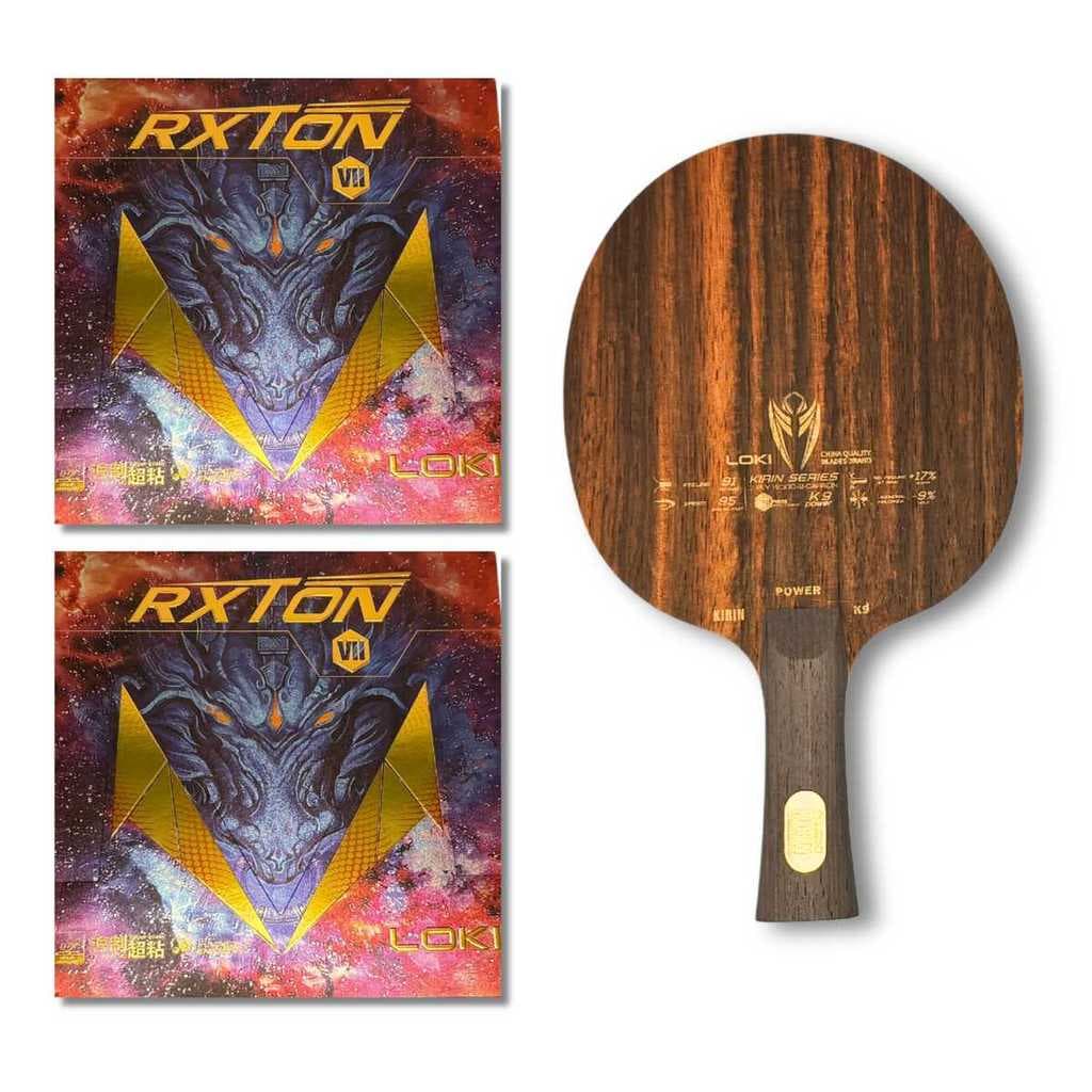 Raquete Loki K9 Clássica+Borrachas Rxton7 ITTF Profissional