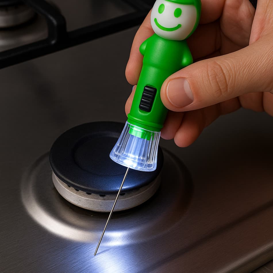 Agulha Multiuso com Lanterna LED Para Limpeza de Fogão Chuveiro Chuveirinho Spray Ralo Cafeteira