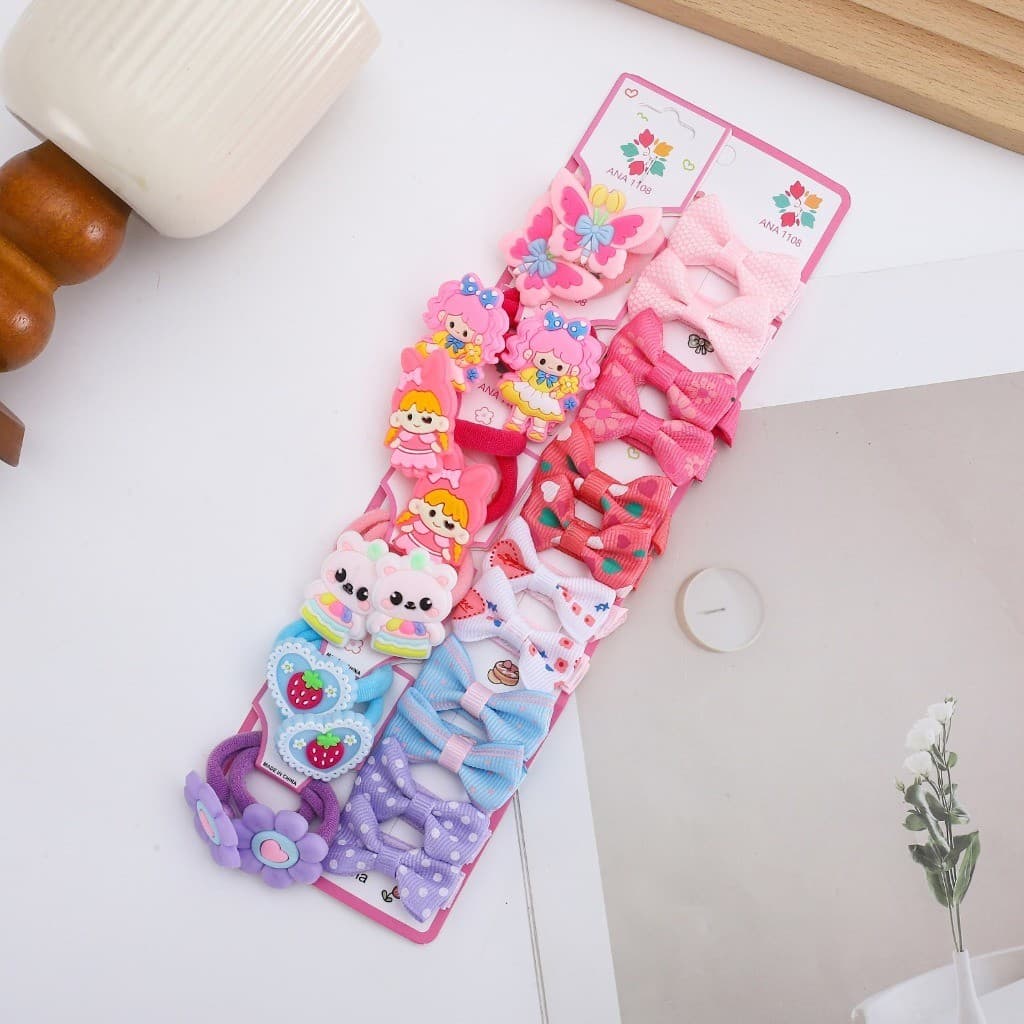 ANA 1108 Kit 24 Pcs de prendedor Infantil elastico+bico de pato desenho -modelo aleatório