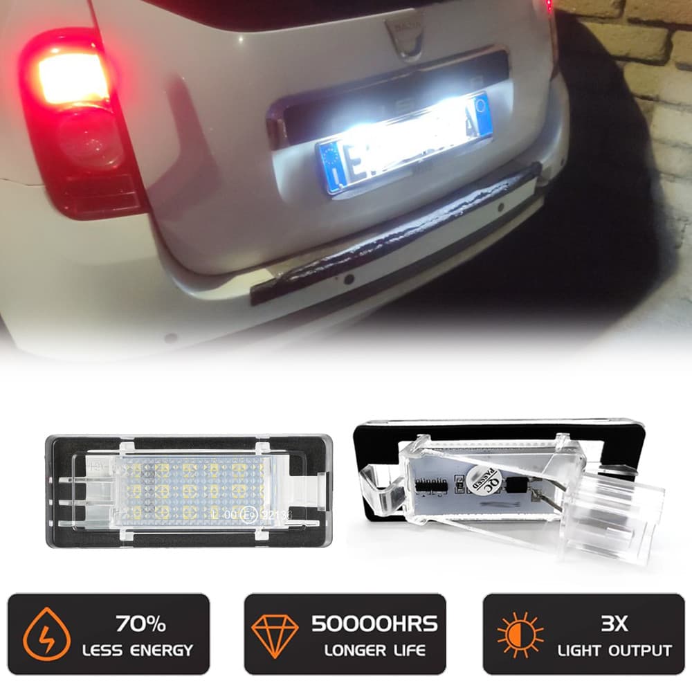 2 Pçs Erro Livre LED Luz Da Placa De Licença Backup Para Dacia Duster MK1 Logan MK2 Lodgy MCV Renault Zoe Modus Laguna L