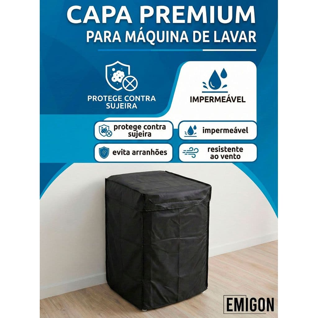 Capa Protetora Impermeável para Máquina de Lavar 6kg a 17kg – Compatível Electrolux, Brastemp e Consul