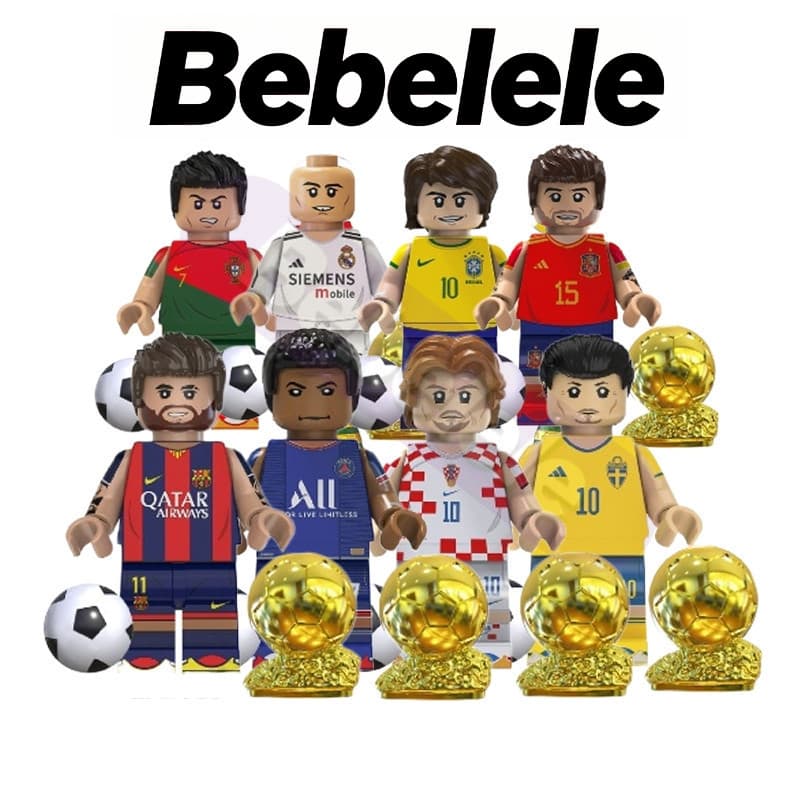 Mini boneca de bloco de construção de estrela de futebol da Copa do Mundo