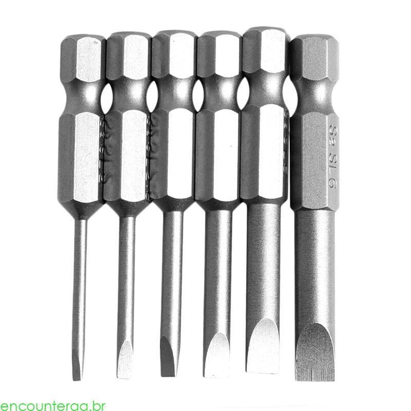 Encountera Conjunto 6 Peças 50mm 2 0-6 0mm Para Chaves Fenda Ponta Cabeça