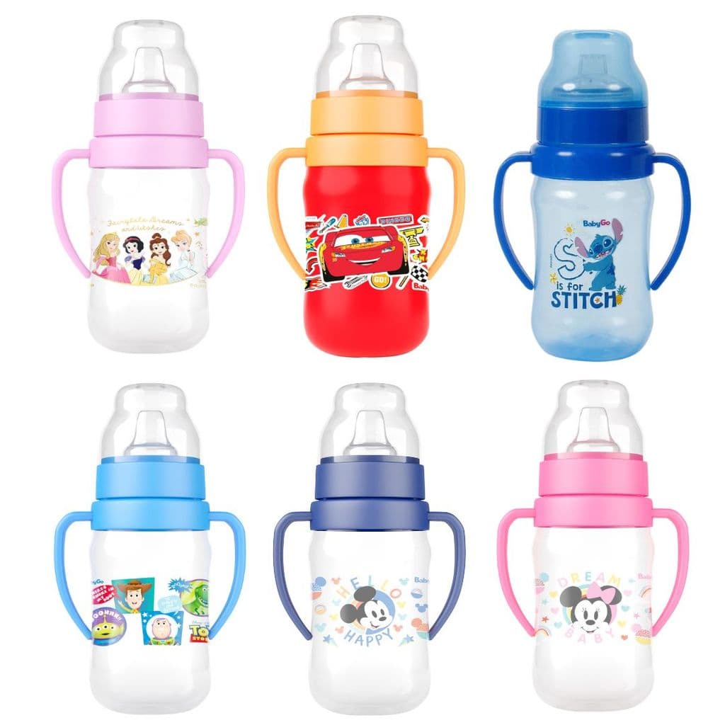 Super Copo Treinamento 300ml C/ Alça e Bico Flexível Disney Carros Stitch Minnie Mickey Toy Story