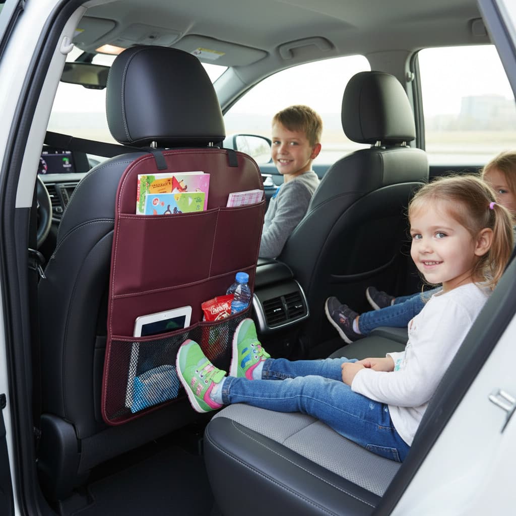 Protetor De Chute Traseiro Para Assento De Carro , Armazenamento Pendurado Bolsa Com Vários Compartimentos Design Veícul