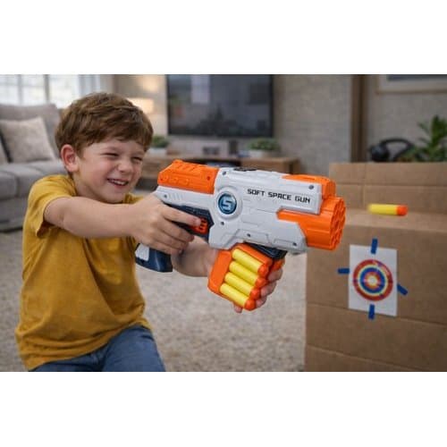 Lanca Dardos Jogo Divertido Infantil Pente Recarga Refis Alvo Brincadeira