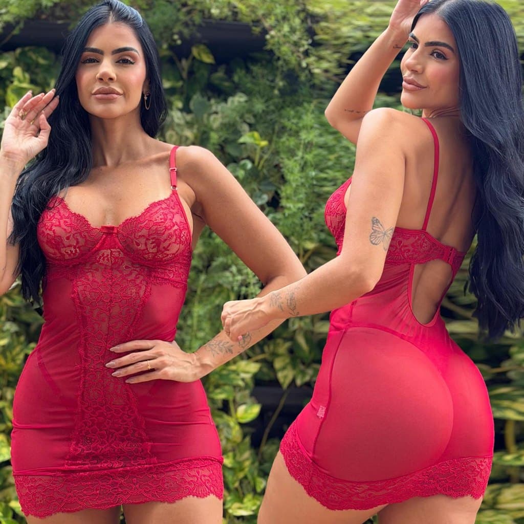 Camisola Tule Transparente Renda Sensual Com Calcinha Fio Dental Sem Bojo Com Aro Regulagem