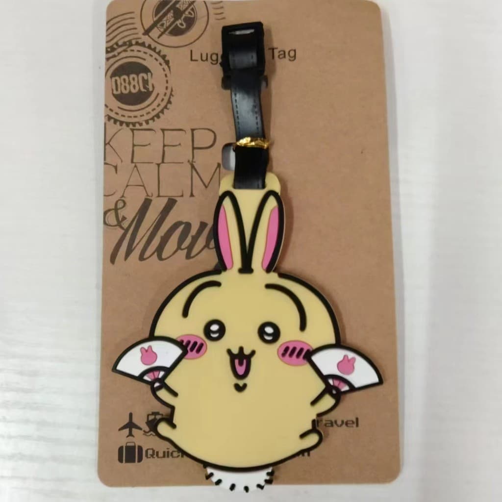 Etiqueta de bagagem fofa indispensável para viagem Chiikawa Chiikawa Urso rindo pequeno oito-Usaqi etiqueta de bagagem 0