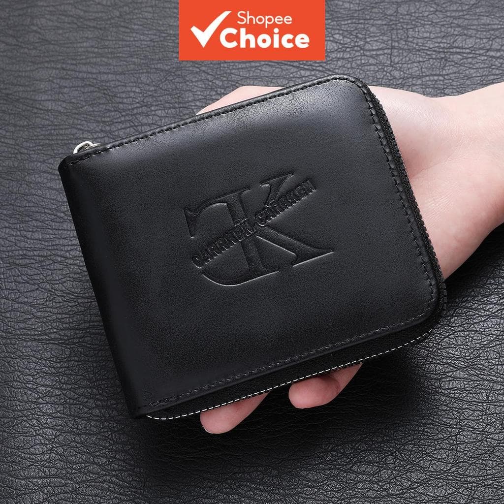 Carteira Curta Masculina CarrKen Com Zíper Em Relevo E Capa De Identificação Vários Cartões Bolso Para Moedas