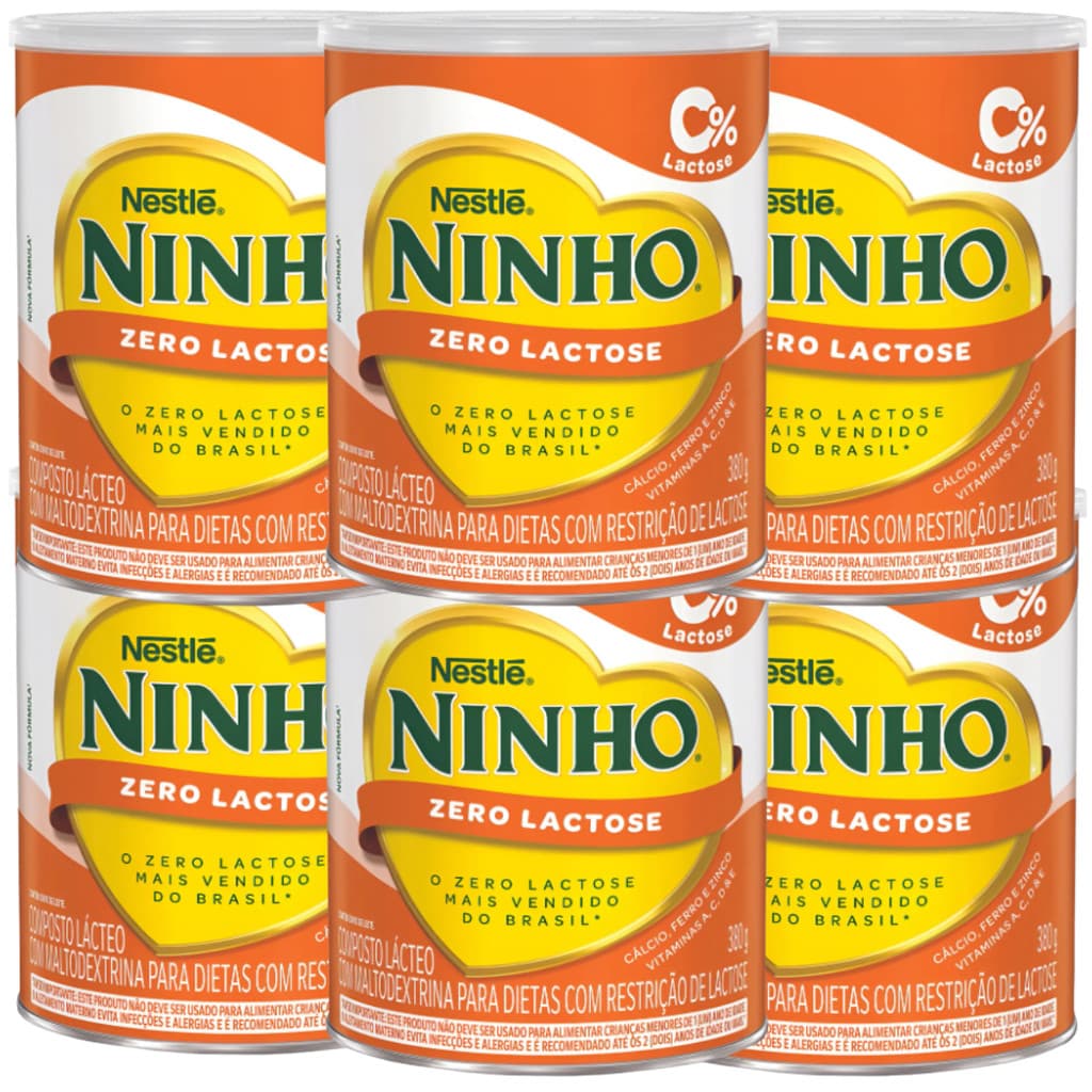 Fórmula Ninho Zero Lactose 380G Nestlé Leite Ninho kit c/6