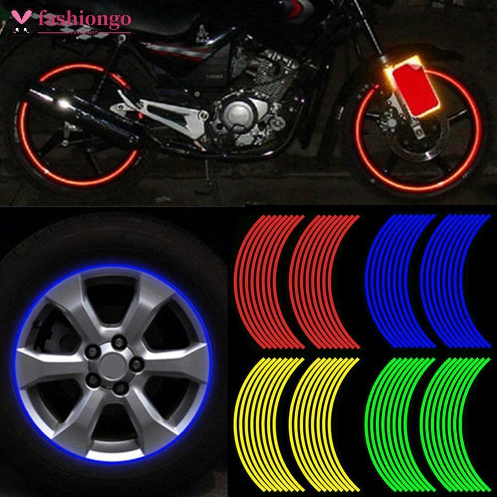 FASHIONGO 16 Unidades 18 Polegadas Adesivo De Roda De Aro De Carro Para Motocicleta Decalque Reflexivo L1T6