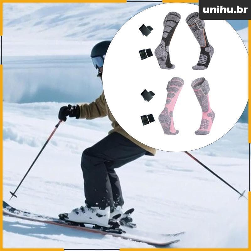 [Unihu] Meias Aquecidas Infantis Até O Joelho , Aquecedores Térmicos Elétricos De Algodão Para Snowboard , Caminhadas , 