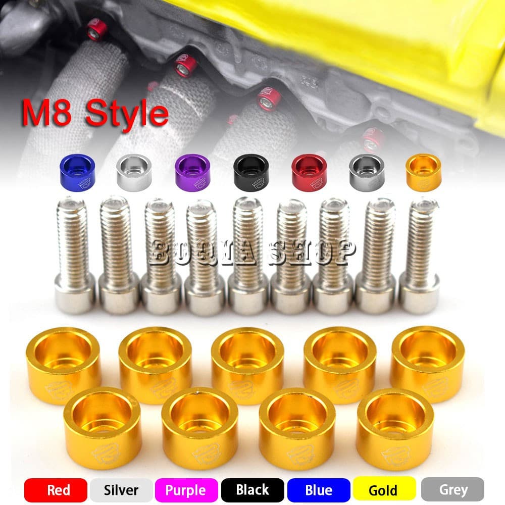 Fender Carro JDM M8 9 Unidades/Pacote Arruelas E Parafusos De Alumínio Para Coletor De Entrada De Ar Do Motor Honda