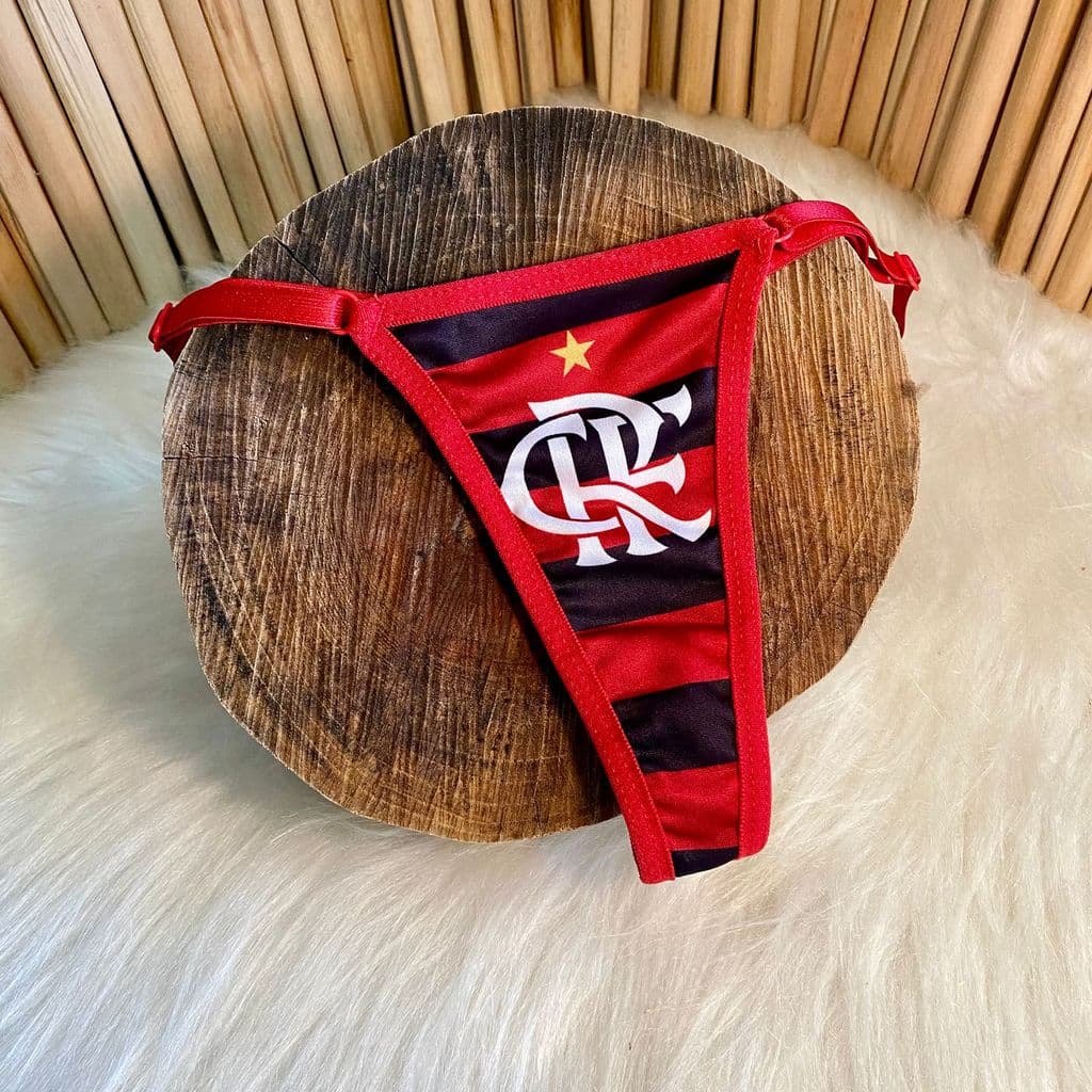 Calcinha de Time Fio Dental Rubro Negra Tamanho único com Regulagem