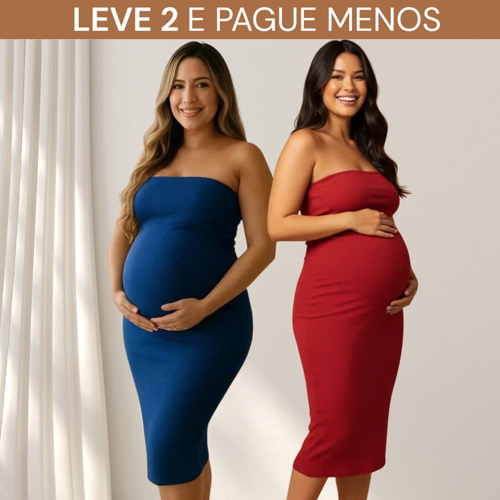KIT 2 e 3 Vestido Midi Tomara Que Caia Para Gestantes Tubinho Justo Anarruga Canelado  ENVIO RAPIDO IMEDIATO.